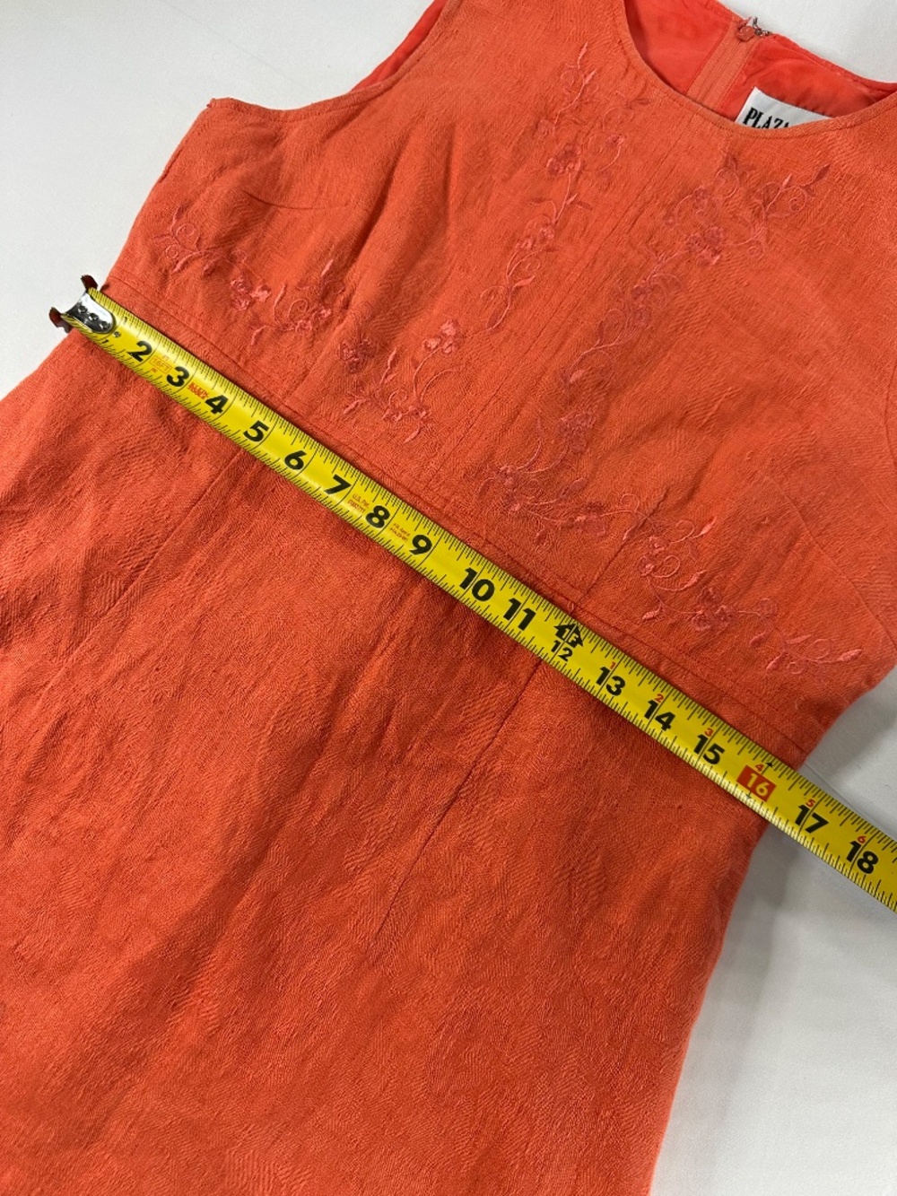 Vintage Y2K Plaza South Coral Embroidered Linen Blend Tunic Size 6 - Picture 7 of 10